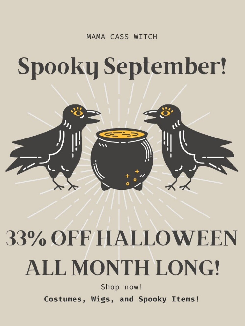 Spooky September Sale Info Tag 33% Off